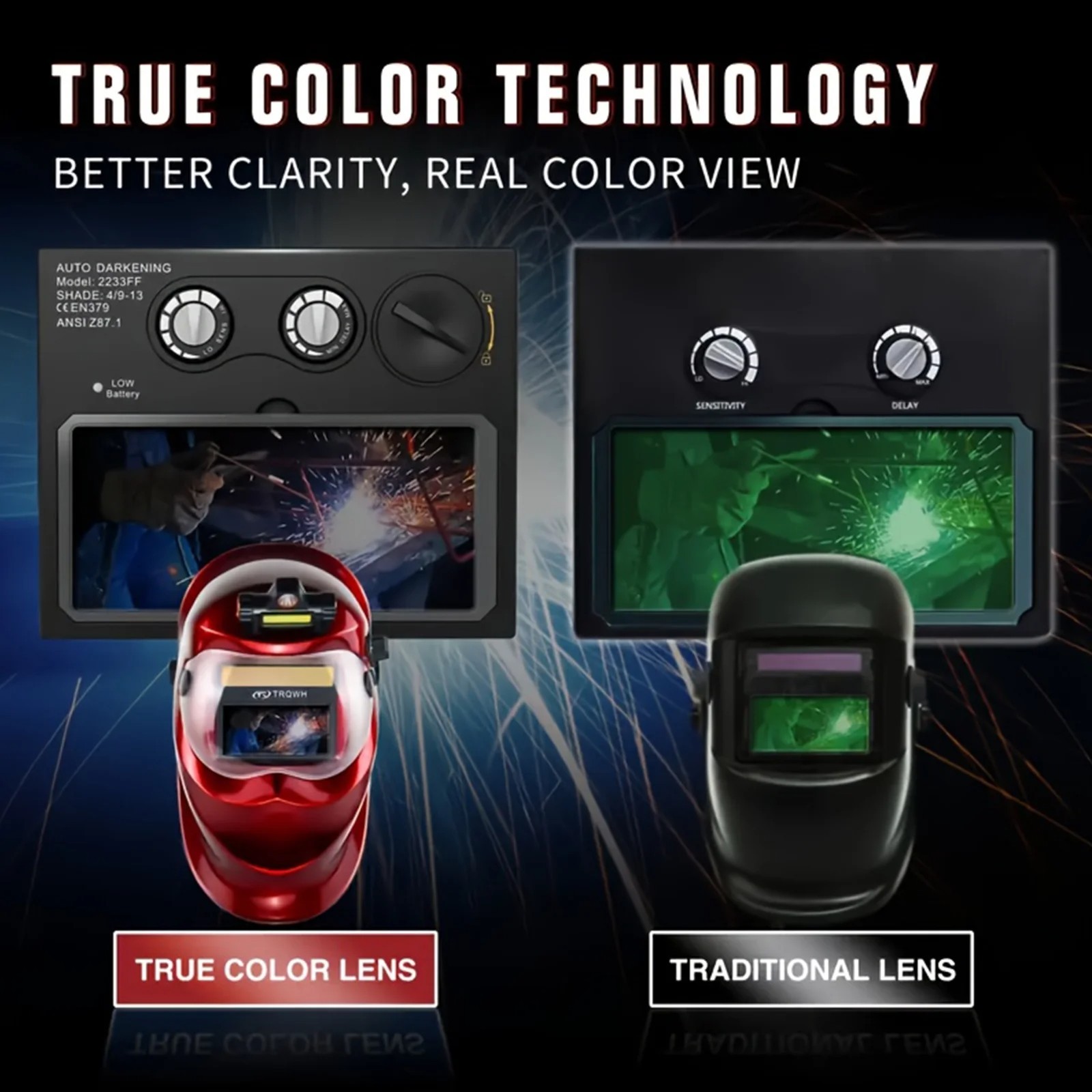 True Color Auto Darkening Welding Helmet - Multi-Process Welding & Grinding
