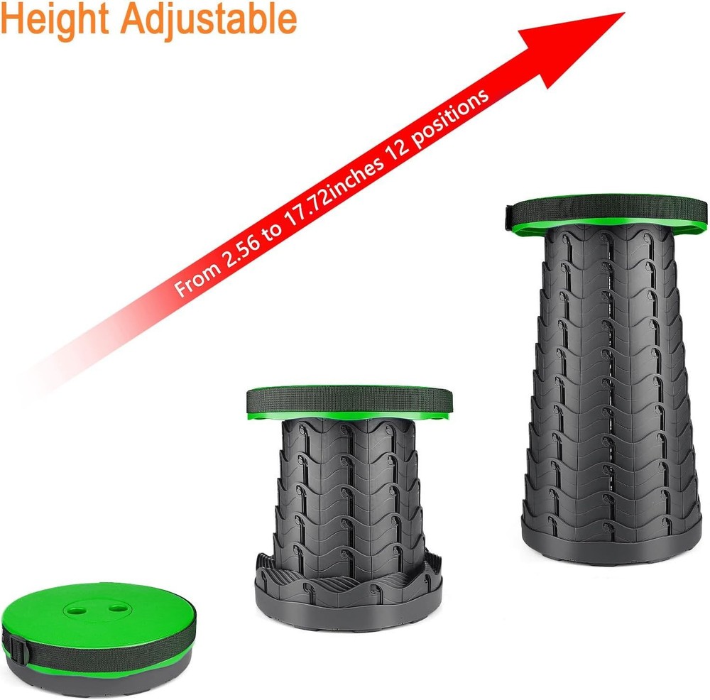 Boreeman Upgraded Folding Stool Lightweight Yet More Sturdy with Load Green