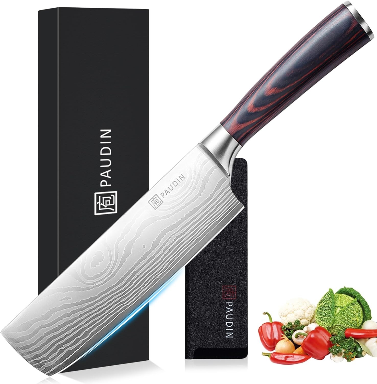 7-Inch Nakiri Knife High Carbon Stainless Steel Ergonomic Handle Multipurpose
