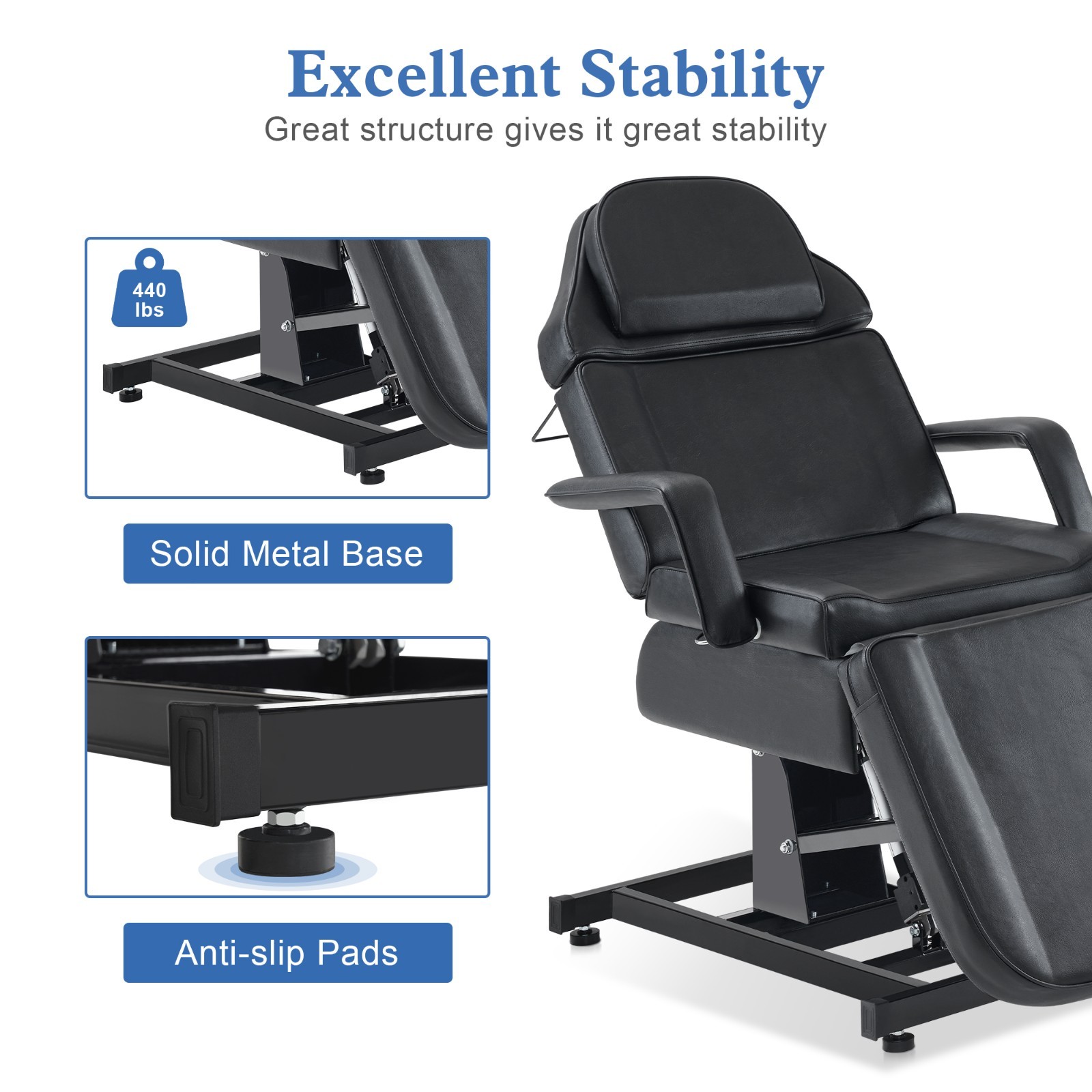 Electric Beauty Bed with 3 Motors, Massage Facial Bed for Esthetician Tattoo2751