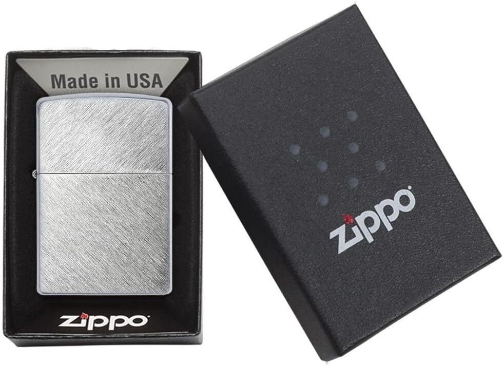 Zippo Lighter- Personalized Message Brushed Chrome Herringbone Sweep #24648