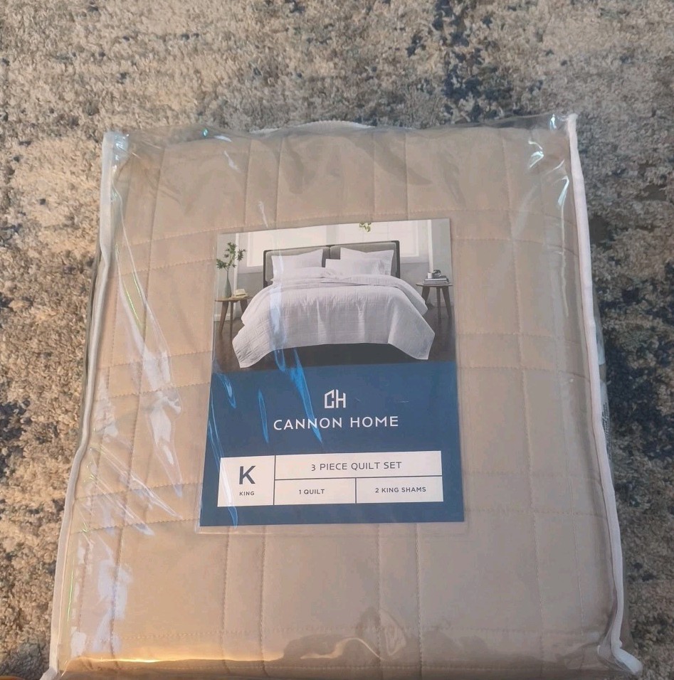 Cannon Home  3-Piece Quilt Set King Beige