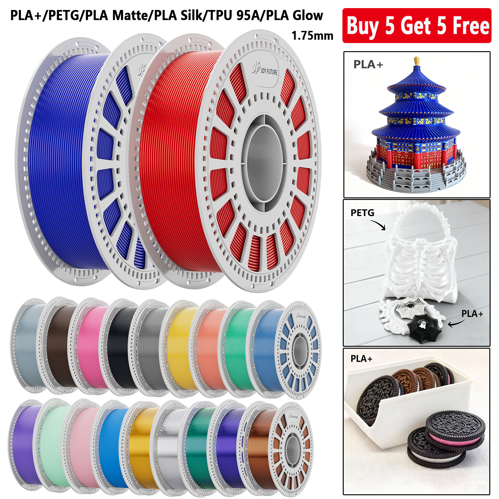 PETG /PLA+/Silk/Matte/Glow/TPU 3D Filament 1KG 1.75mm (BUY 5 GET 5 FREE,Add 10)