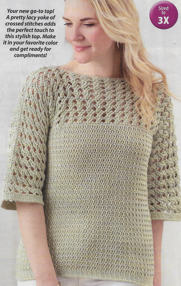 Lady's Alison Pullover crochet pattern instructions