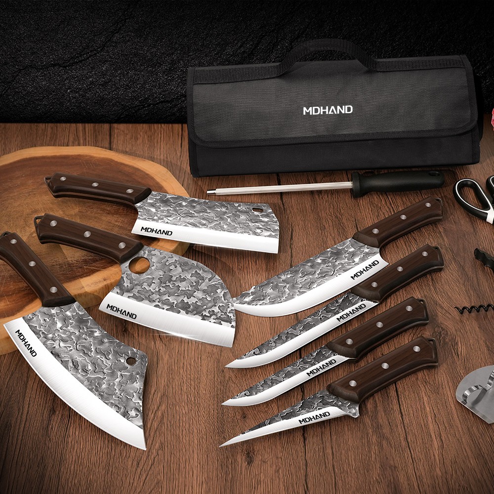 14PCS Handmade HAND FORGED DAMASCUS STEEL CHEF KNIFE Set Kitchen Knives Butcher