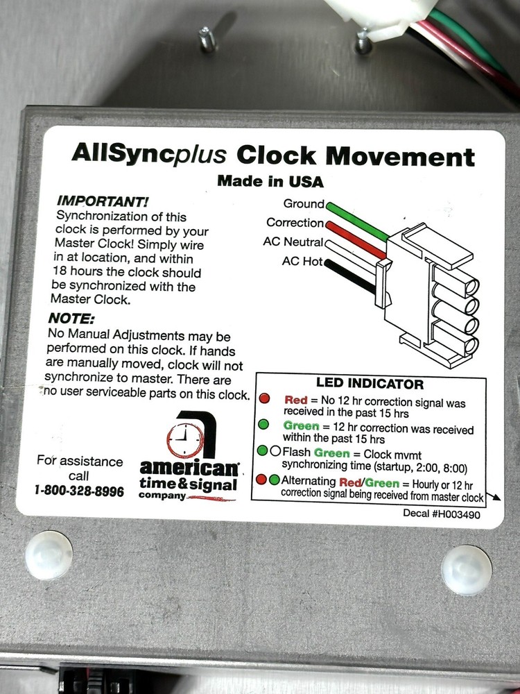 American All Sync Plus Clock U54BHAA404 12" Clock New
