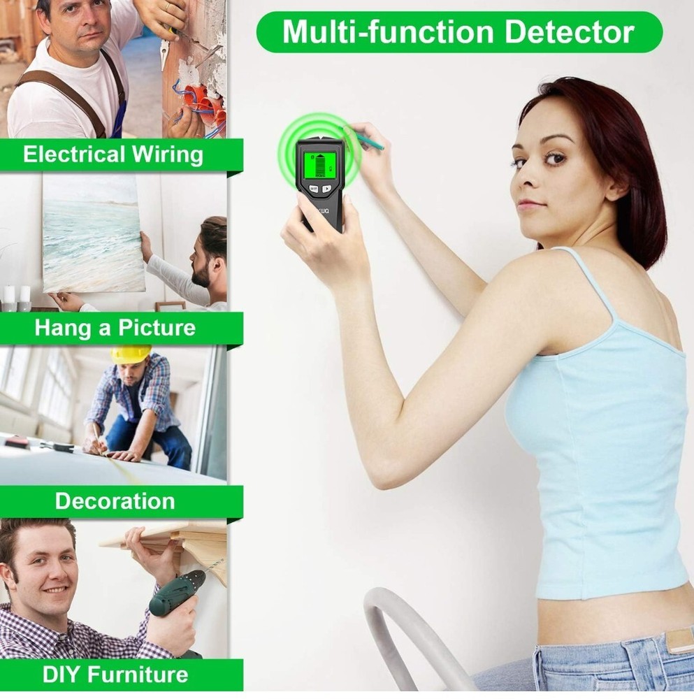 Stud Finder Wall Scanner 5 N 1 W/Intelligent Microprocessor Chip & HD LCD Displa