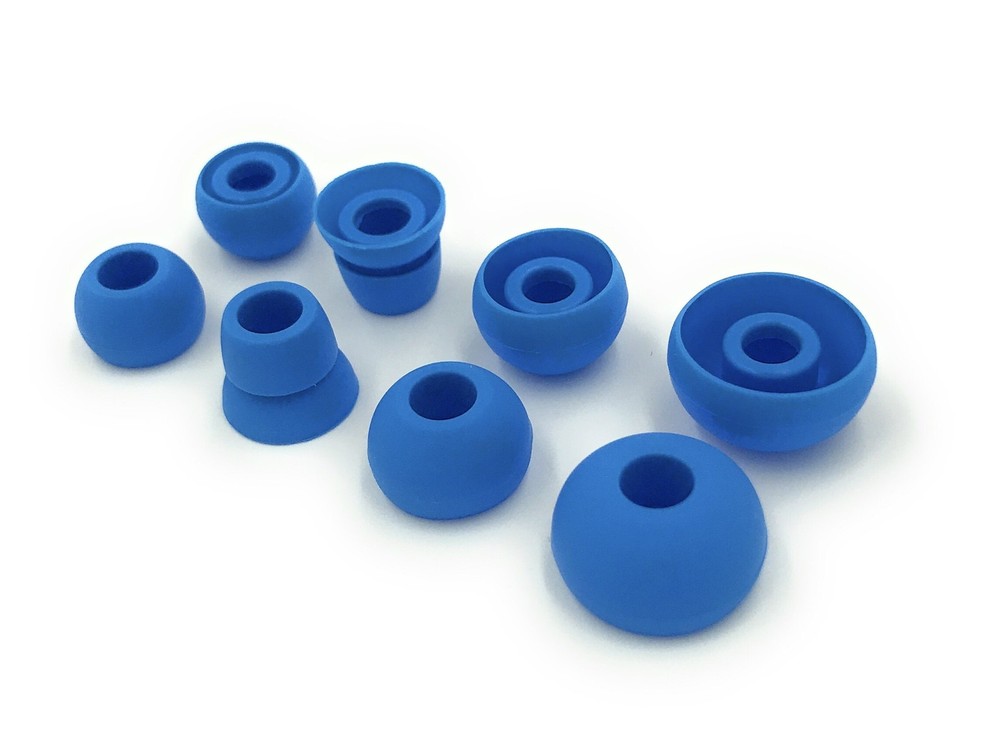 Blue Replacement Earbud Tips for Small, Medium, Large, Double Flange,