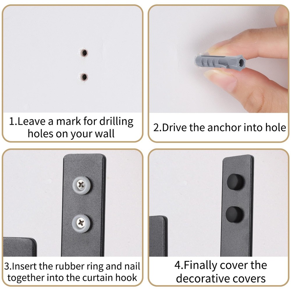 2 Pack Modern Curtain Holdbacks - Solid Aluminum U Shaped Wall Mount Curtain ...