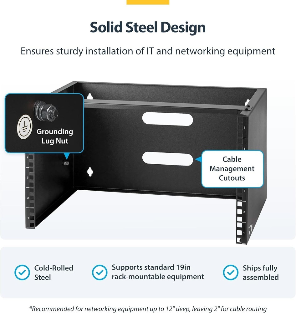 6U Wall Mount Network Rack for Servers, 14 Inch Deep with Mounting Hardware