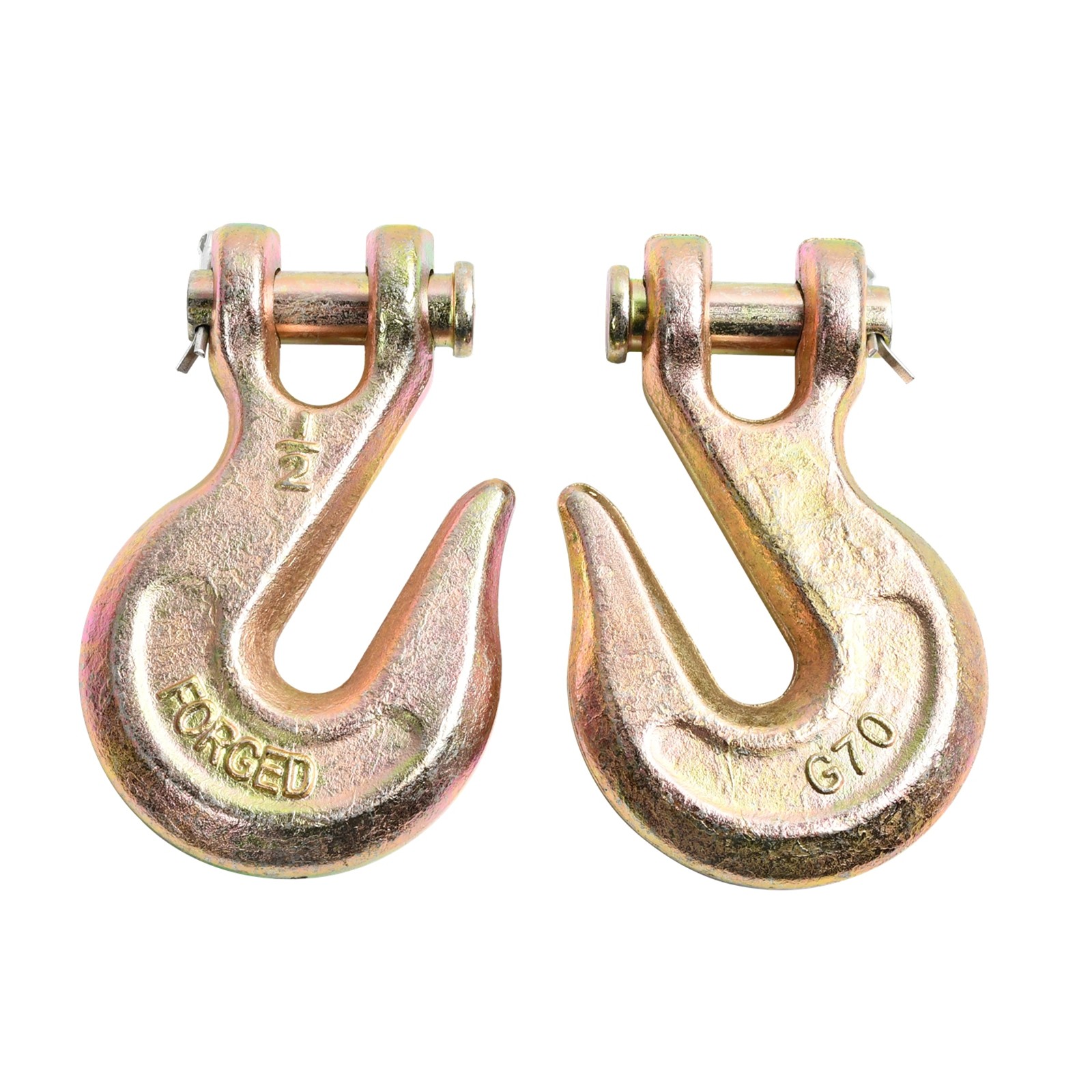 2PCS 1/2" G70 Clevis Grab Hooks Chain Hook Tie Down Towing Flatbed Truck Trailer