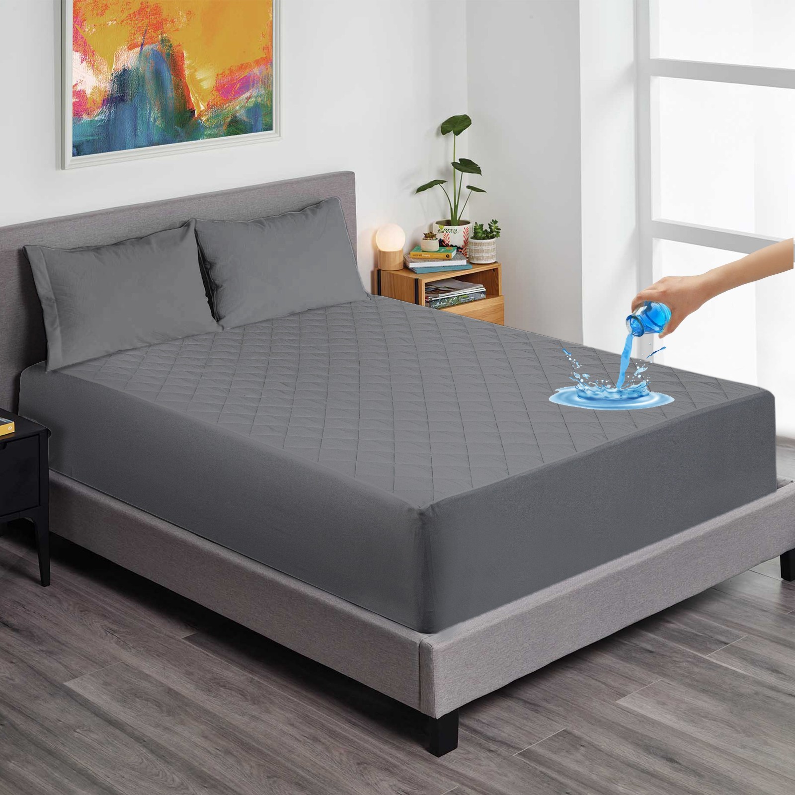 100% Waterproof Mattress Protector Quilted Fitted Mattress Cover 18" Deep Pocket