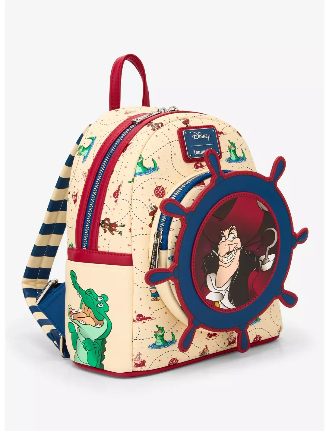 Loungefly Disney Peter Pan Captain Hook Ship Wheel Rotating Mini Backpack