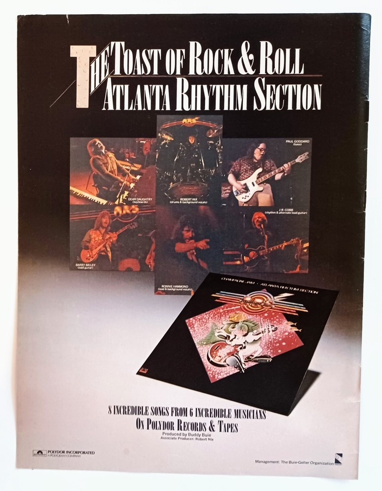 ATLANTA RHYTHM SECTION~CHAMPAGNE JAM~1978 ALBUM PROMO~VTG AD ADVERT POSTER PINUP