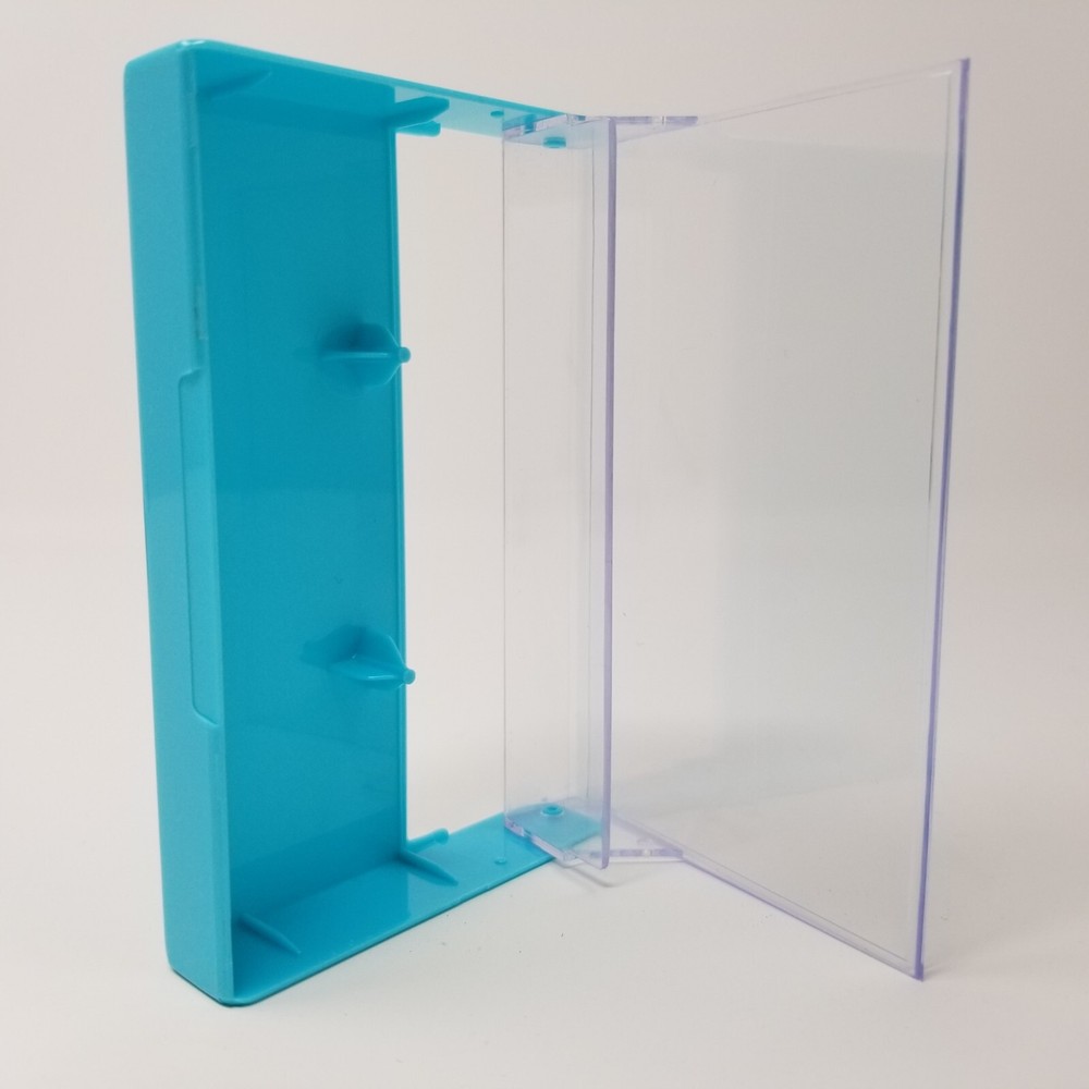 5 Cassette Tape Cases: Clear Front + Turquoise Solid Back - Empty Plastic Boxes