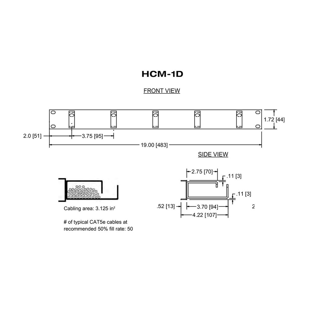 Middle Atlantic HCM-1D D-Ring Horizontal Cable Manager 1 RU