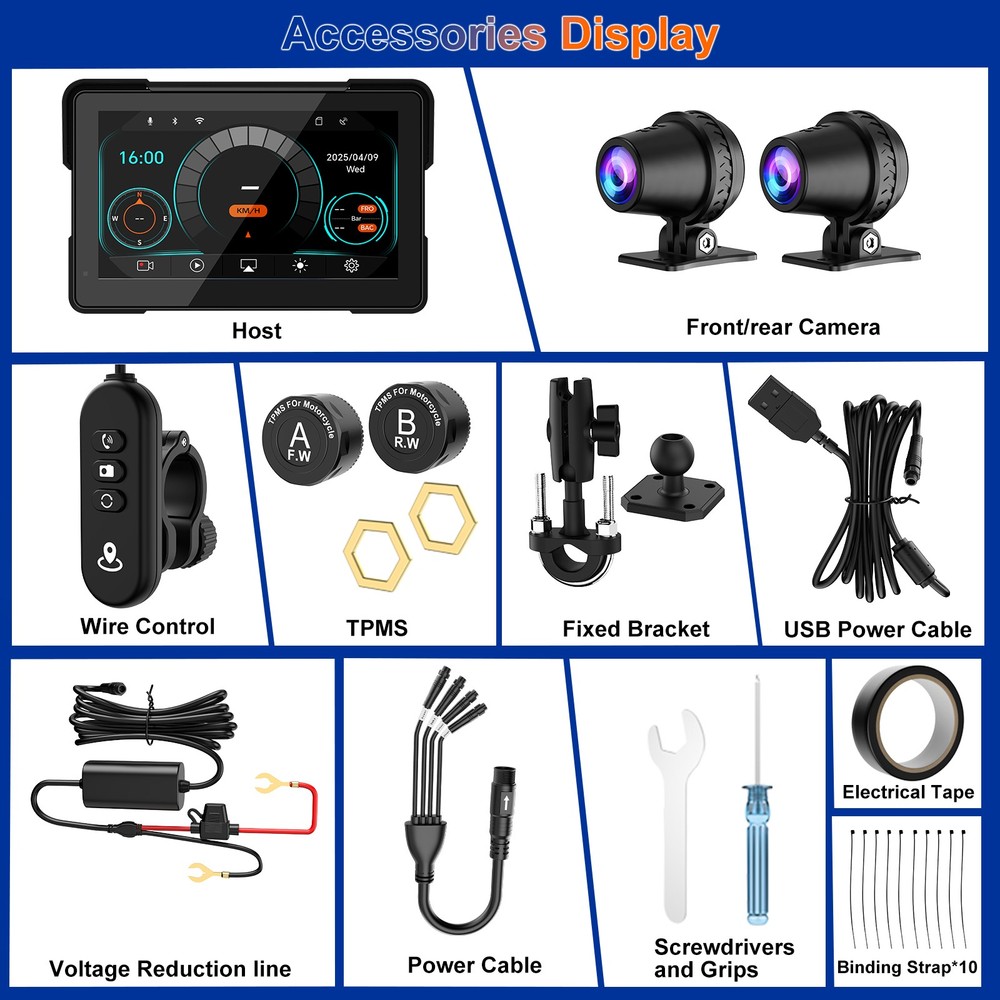 WEUASTE 7" Wireless GPS Motorcycle CarPlay with Android Auto (Includes 128G SD)