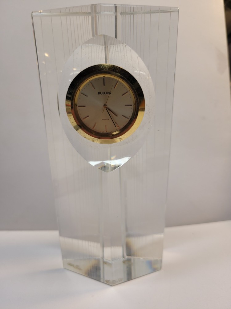 Bulova Heavy Paperweight Clock. Running