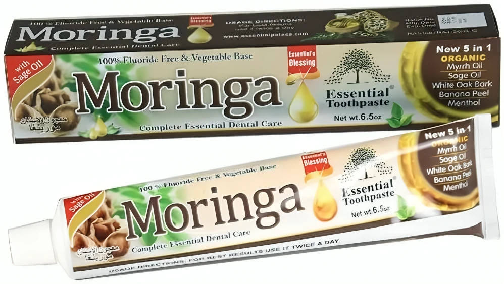 2-Pack Organic MORINGA Toothpaste Essential Palace Fluoride Free Vegetable base