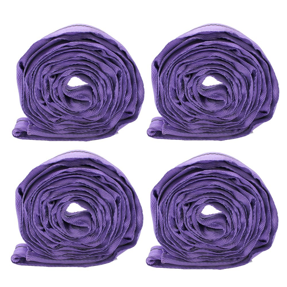 4 Pack 4' Endless Loops Round Sling Crane Recovery Strap Lifting Tow Pull Purple