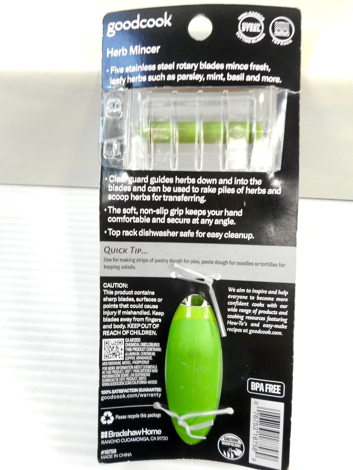 Goodcook Herb Mincer Slicer Stainless Steel High Carbon 9 Sharp Blades