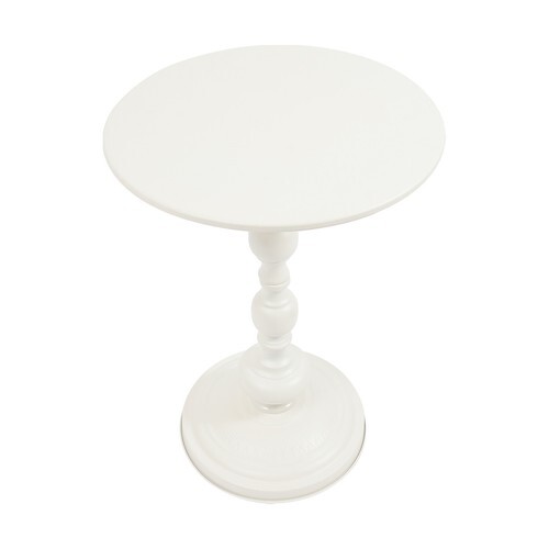 White Round End Table Sofa Side Table Retro Floor Standing Side Table
