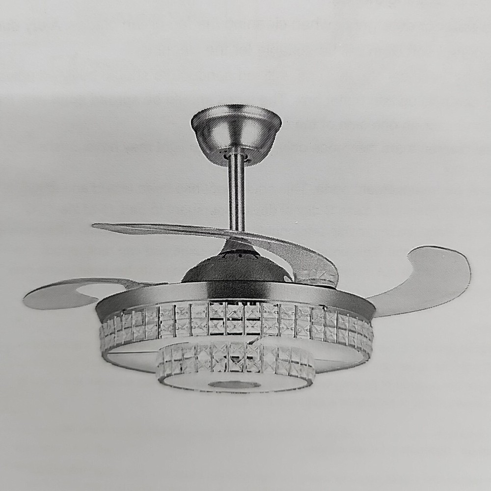 NEW 42" Simple Variable Frequency Crystal Bluetooth Ceiling Fan w/Light DS-FH20