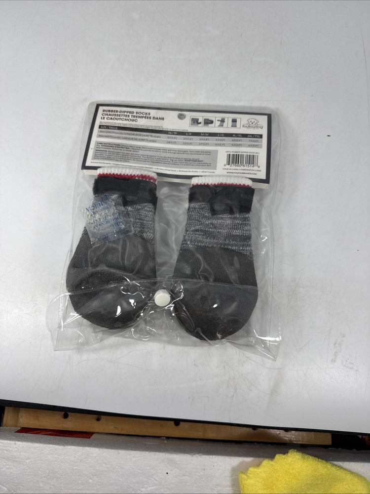 FouFou Dog Rubber Dipped Socks, X Large, Gray
