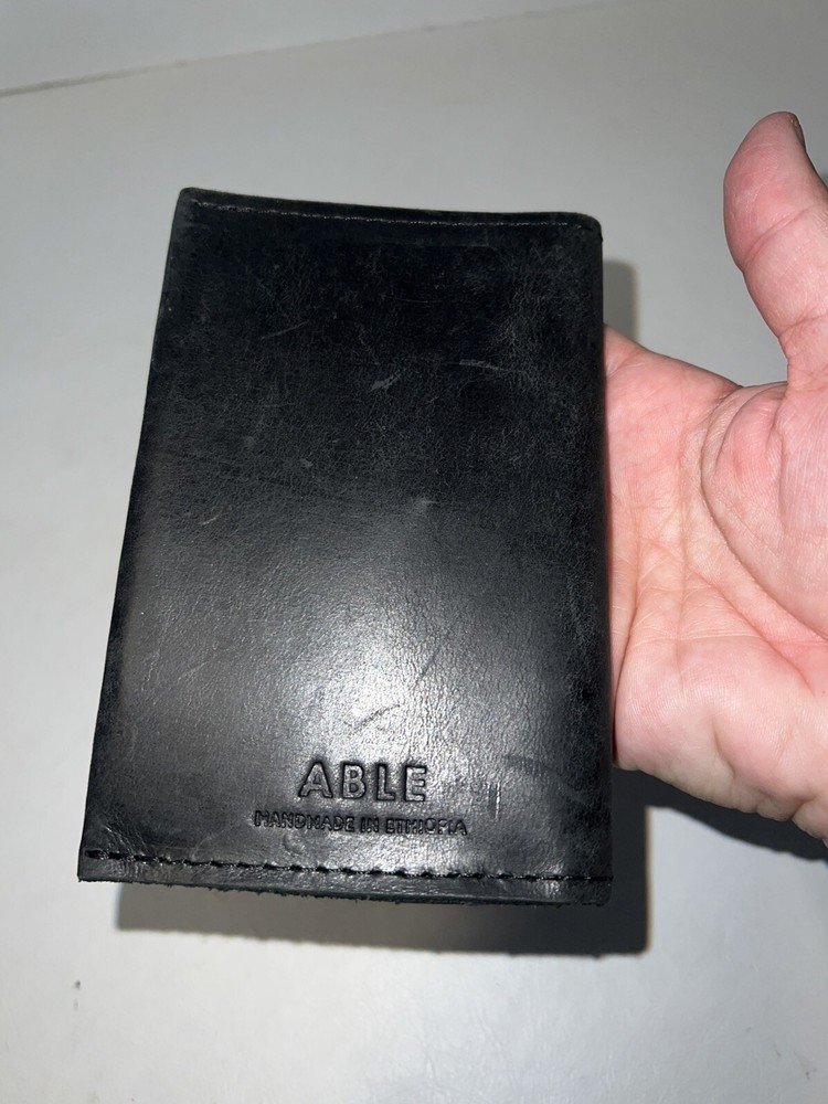 Able Passport / Card Wallet Black Leather