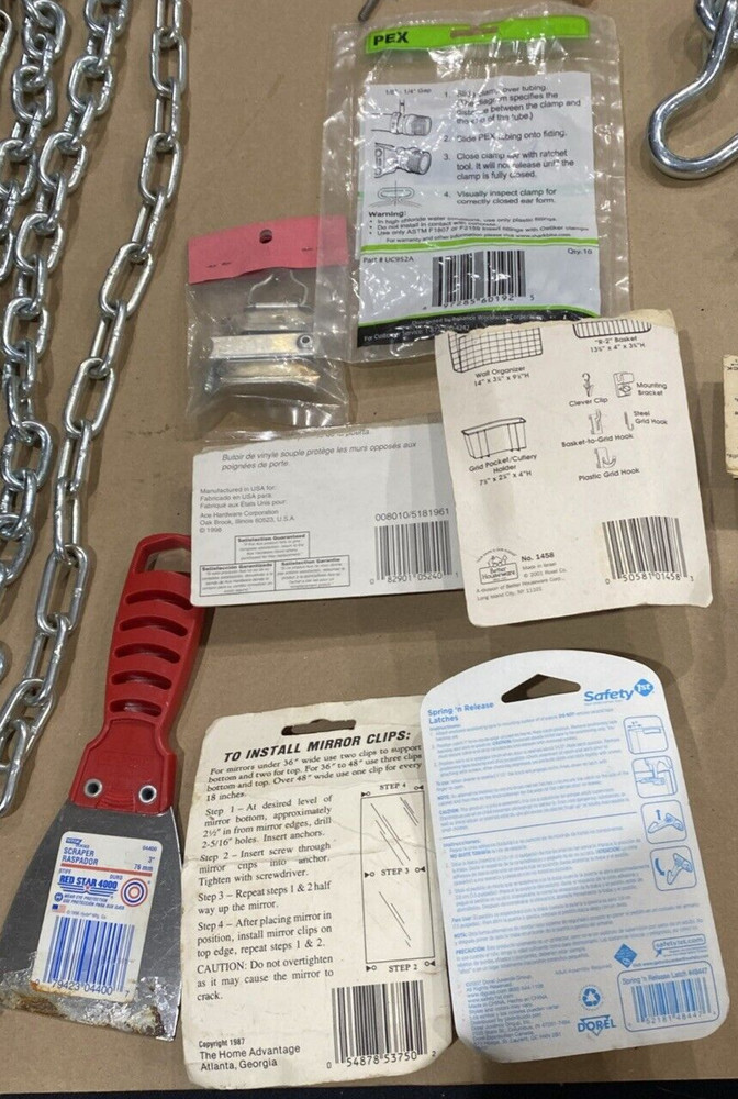 This Old House DIY NOS & Used Hooks Chains Knobs Pulls Clips Hinge Screws Clamp