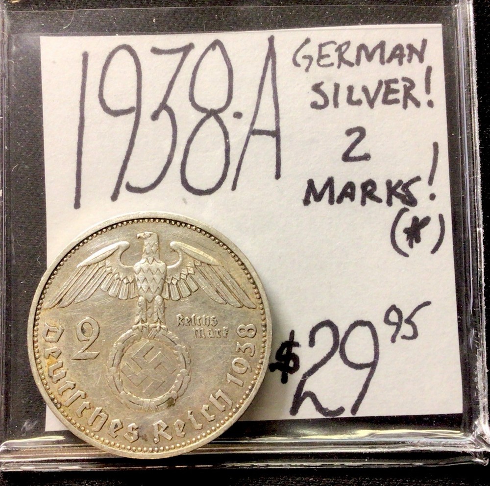 1938 A German Silver! 2 Marks! ENN Coins