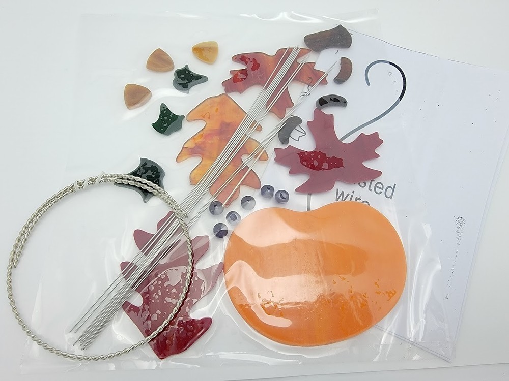 Read Description FALL SCROLL KIT Precut Stained Glass Pumpkin Leaves Studio One