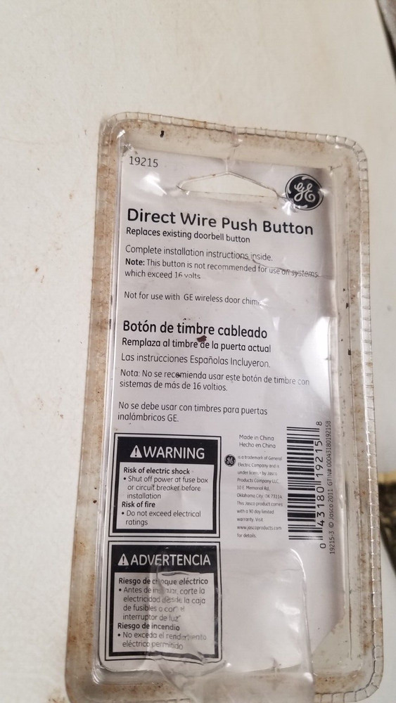 GE Direct Wire Push Button Doorbell Button (V)