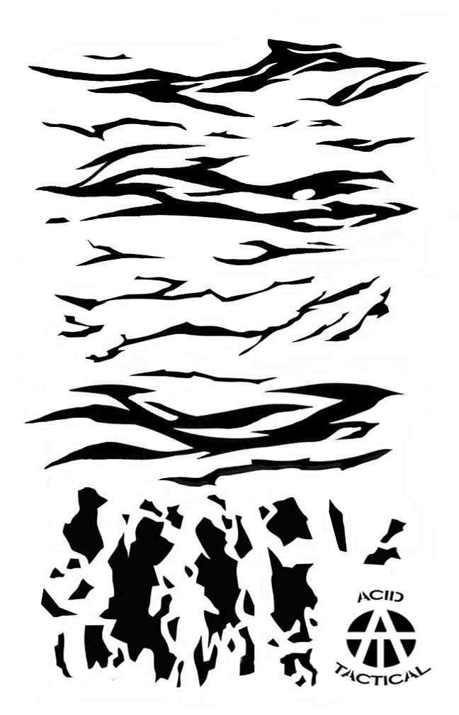 3Pack! Spray Paint Camouflage Camo Stencils Jon Boat CrackedHexacam Tiger Stripe