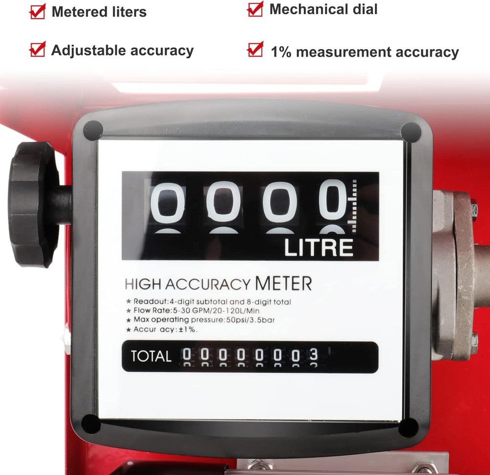 12V DC 155W Automatic Electric Transfer Fuel Pump Meter Large Flow with Crocodil
