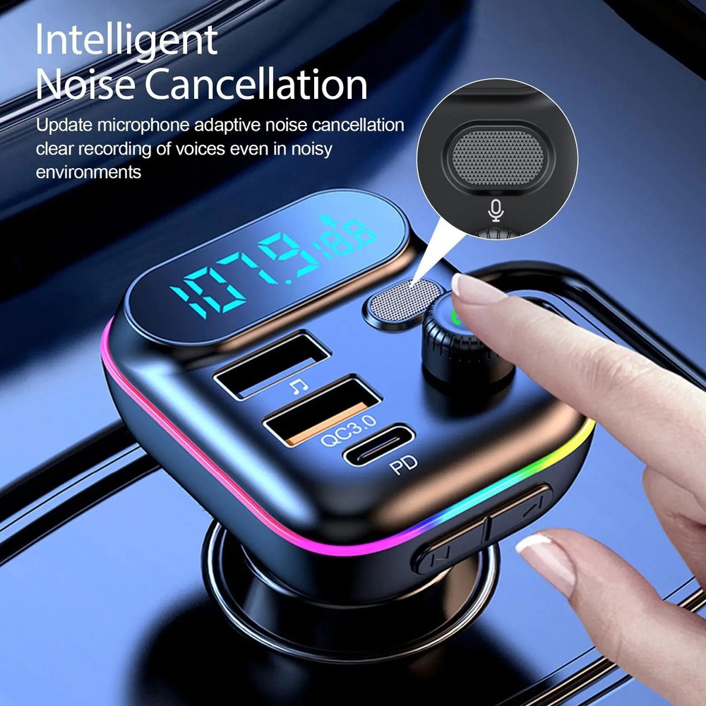 Bluetooth5.0 Car Adapter FM Transmitter USB AUX Radio Handsfree MP3 Music Player