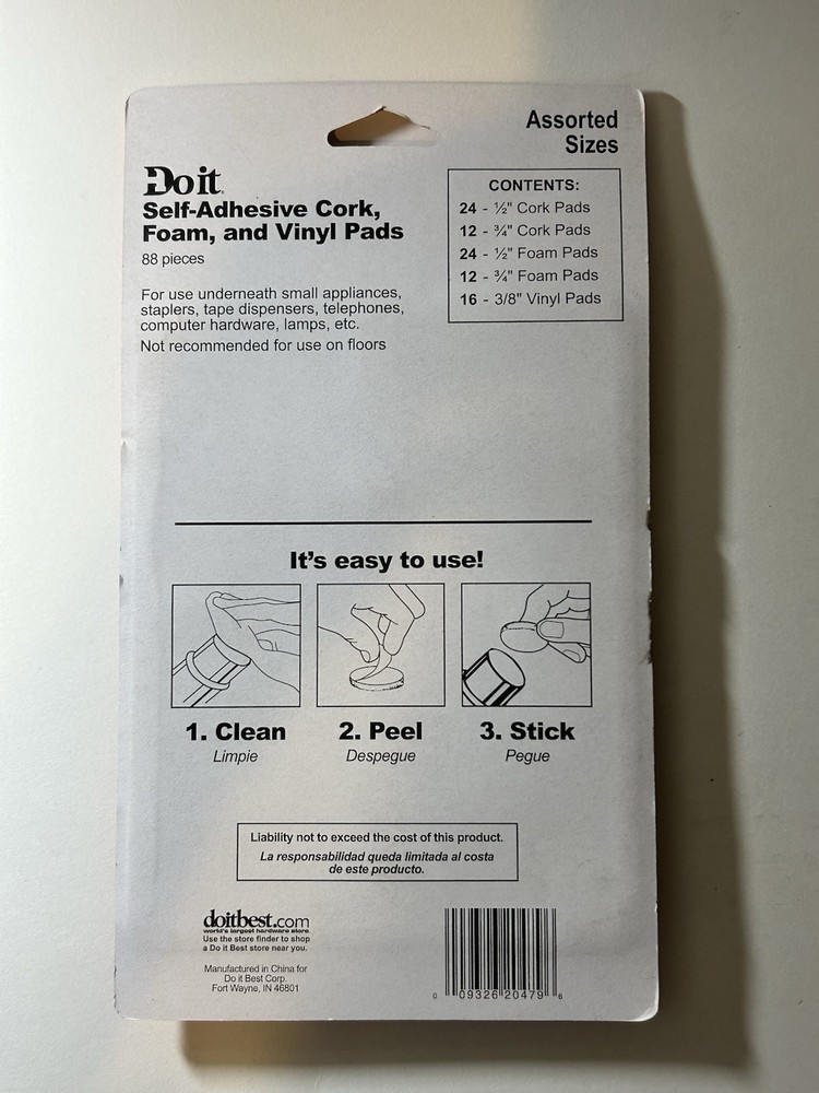 (3) x Do it Round Surface Guard Pad Assorted sizes 230952