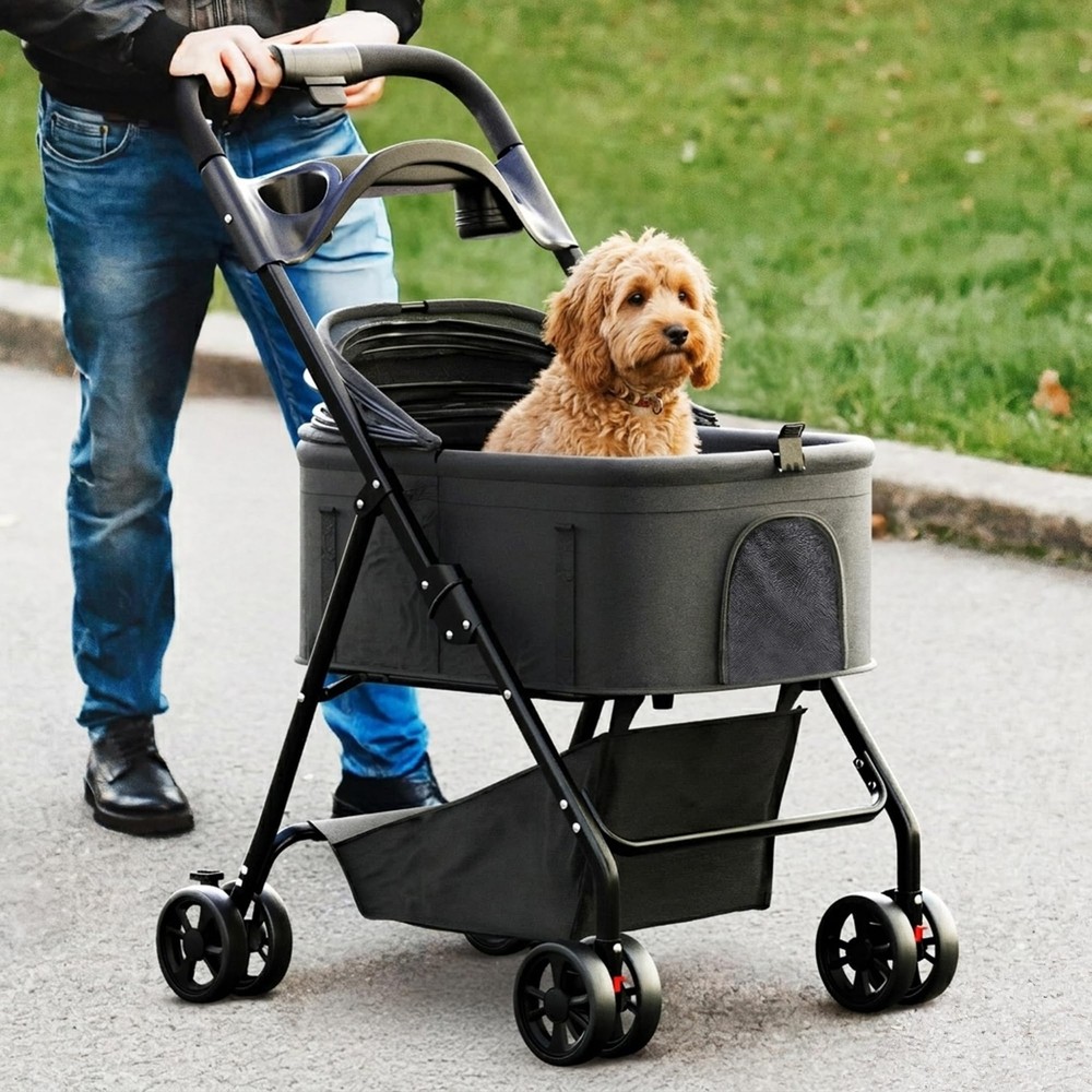 Pet Stroller 3 in 1 Foldable Dog Stroller, Cat Strollers, Foldable pet Stroll...