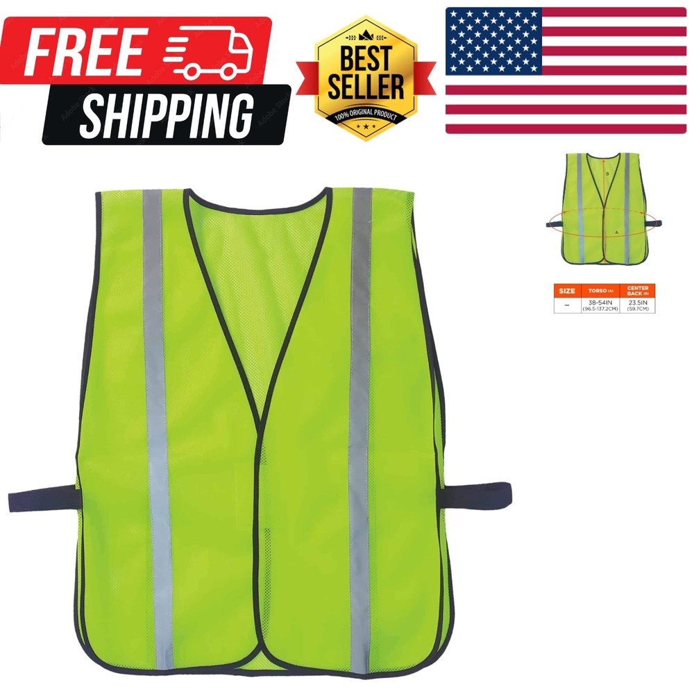 Brightly Colored Non-Certified Reflective Safety Vest - Easy Hook & Loop Closure