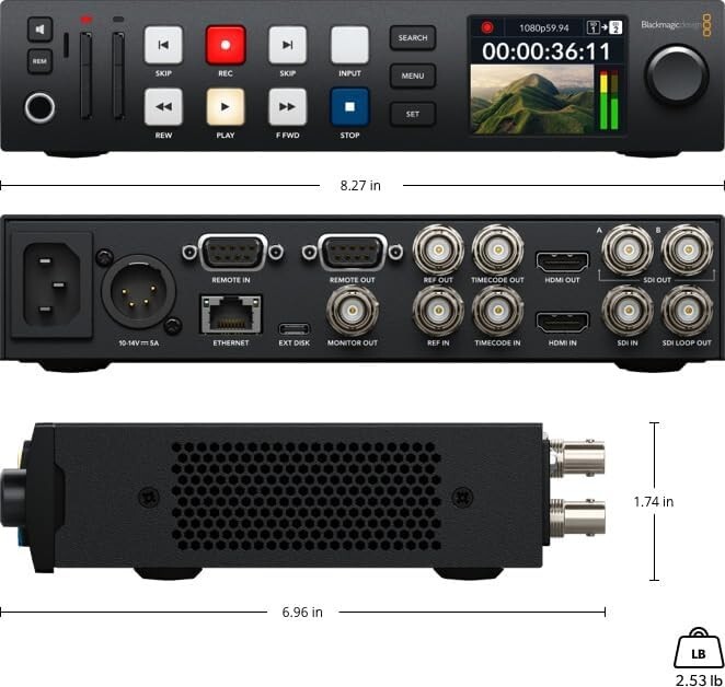 Blackmagic HyperDeck Studio HD Plus – 3G-SDI HDMI Pro Video Recorder Broadcaster