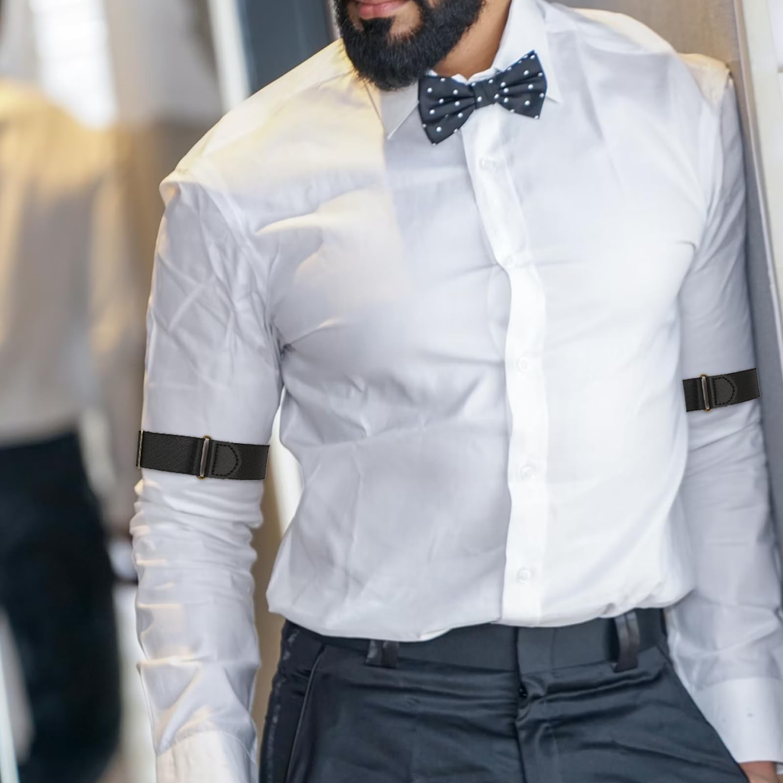 Sleeve Garters Elastic Arm Band Stretchy Adjustable Holders Armband, 2 Pcs