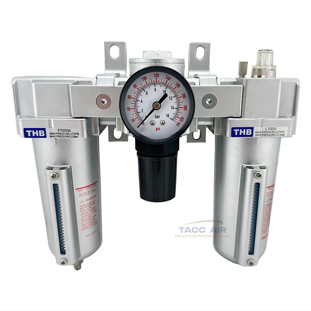 3/4" NPT FRL Compressor Filter Regulator Lubricator Combo Compressed Air System