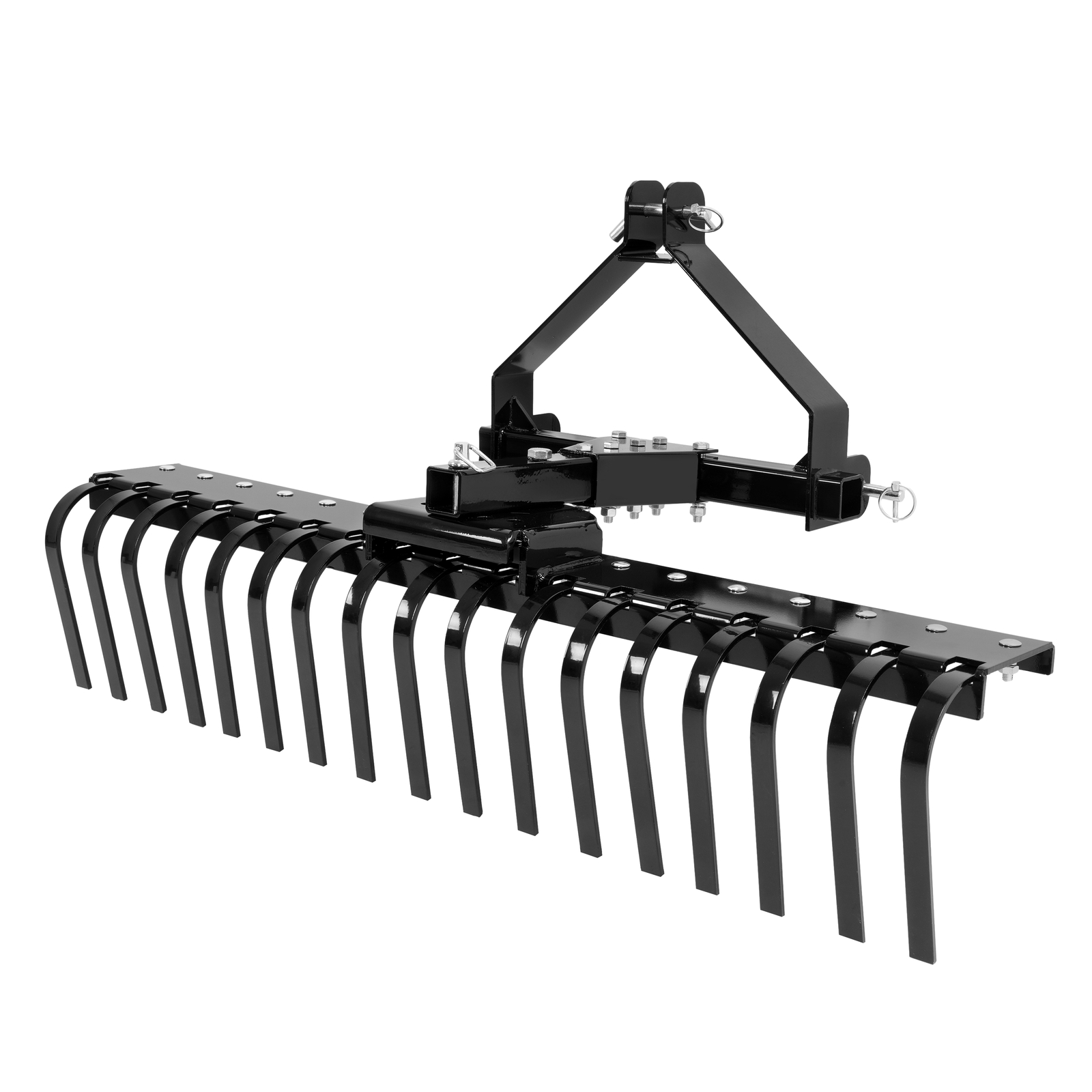 For Category-0 Tractor Hookup 5 FT Black 3-Point Landscape Rake Grass Comb