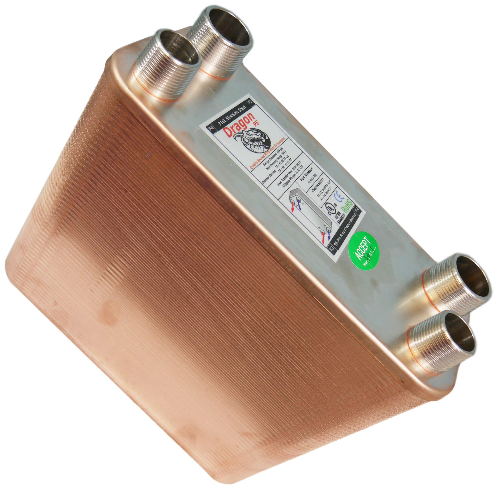 100 Brazed Plate Heat Exchanger, 250,000 BTU