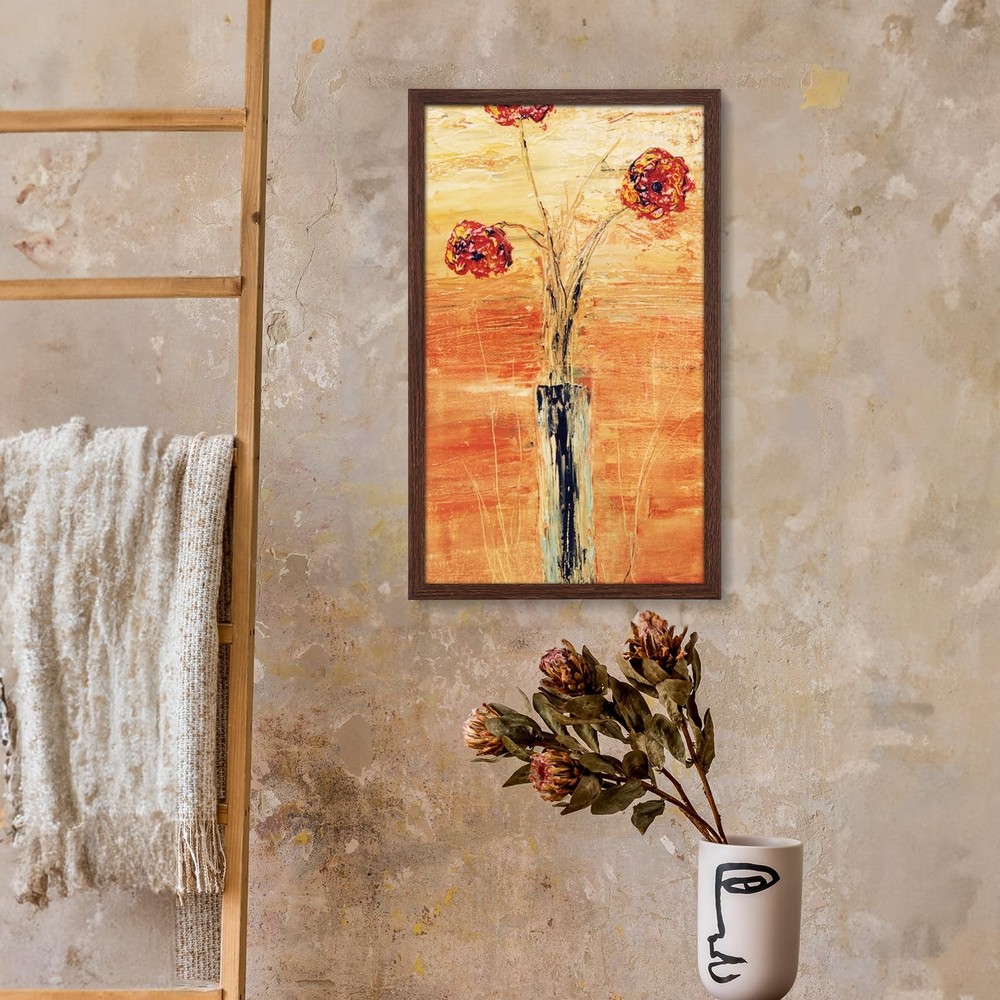 Solid Wood 12x24 Frame - Single Frame, Rustic Walnut 12 x 24 Poster Frame for...