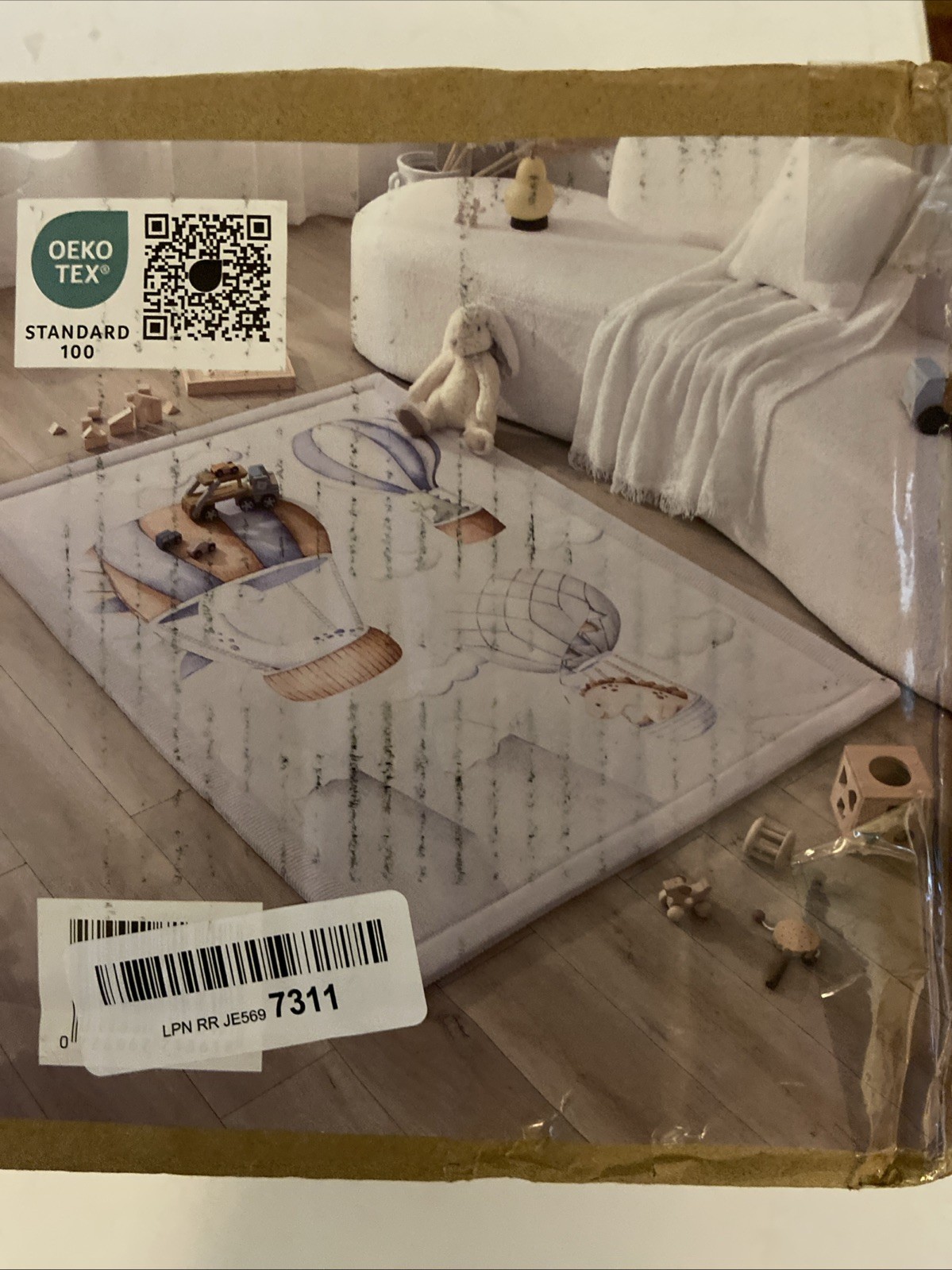 Hakuna Matte Cloud Play Mat for Floor 47" x 67" Dinosaur Balloons