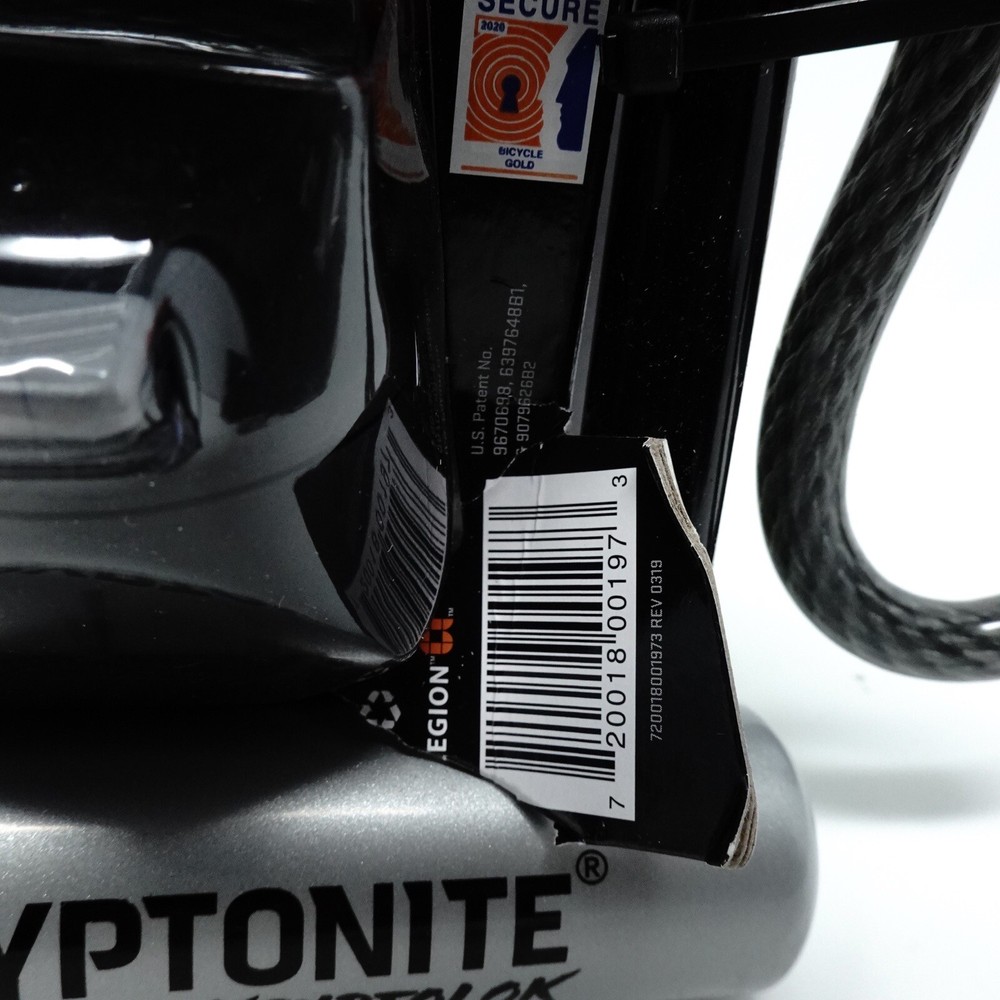 Kryptonite KryptoLok U-Lock - 3.25 x 7", Keyed, Black, Includes 4' cable