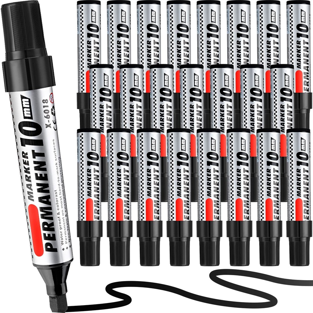 24 Pack Jumbo Size Permanent Markers Bulk Permanent Marker Set Chisel Tip Mar...