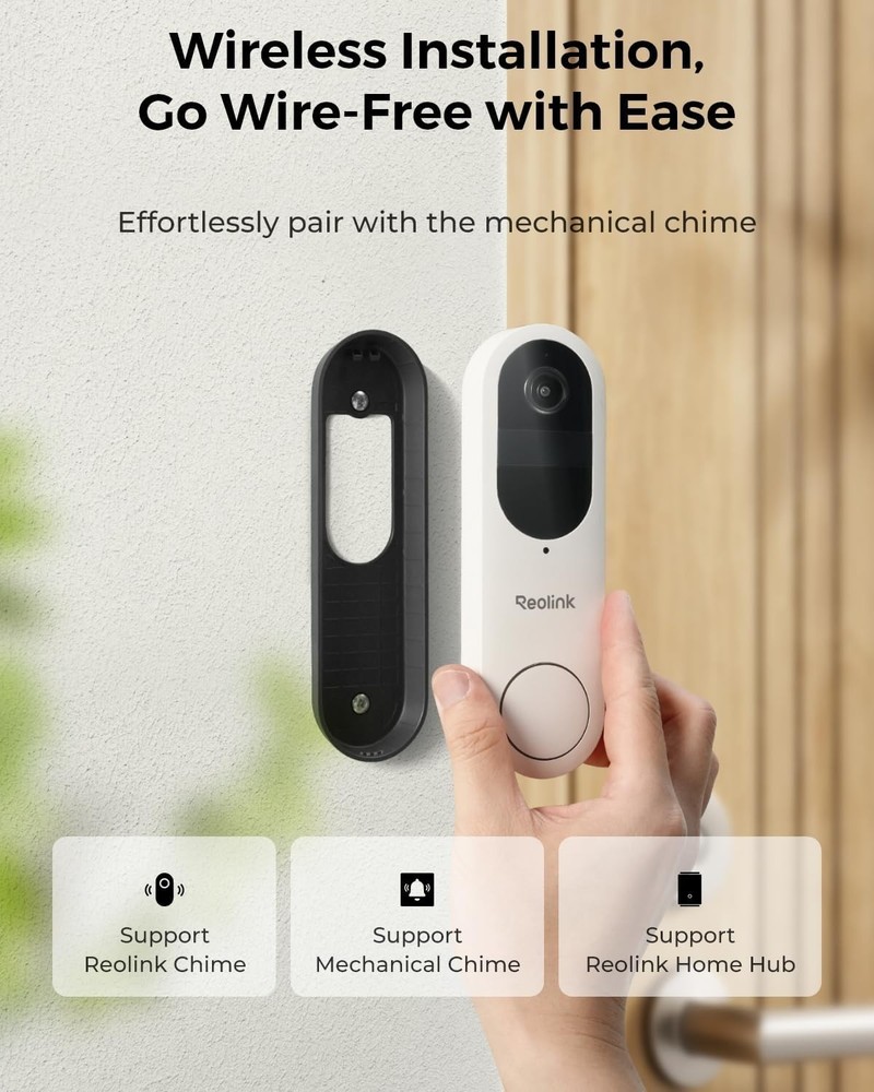 2K Video Doorbell Camera, Battery Powered, Smart Detection