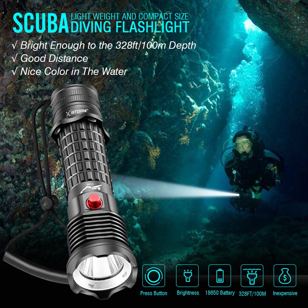 Diving Flashlight 3000LM Rating Professional Diving Light Underwater Flashlight
